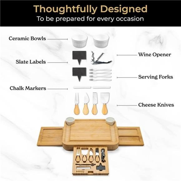 Charcuterie Boards Gift Set:Large Charcuterie Board Set, Bamboo Cheese Board Set - Picture 4 of 6